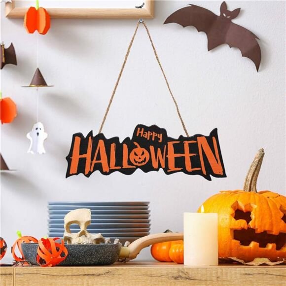 Happy Halloween Door Welcome Sign Small Door Hanging Sign, Pumpkin Halloween - Picture 2 of 8